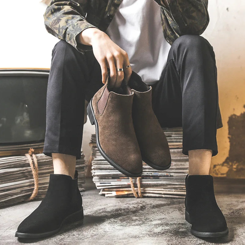 2026 Men Elevator Shoes Chelsea Boots 6cm 8cm Invisible Inner Increase Shoes Man Height Increasing Shoes Suede Leather Men Boots