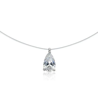 Moissanite Necklace 1-2ct Pear/Marquise/Round Brilliant Cut Diamond Fishing Line S925 Silver Pendant Necklaces for Gift