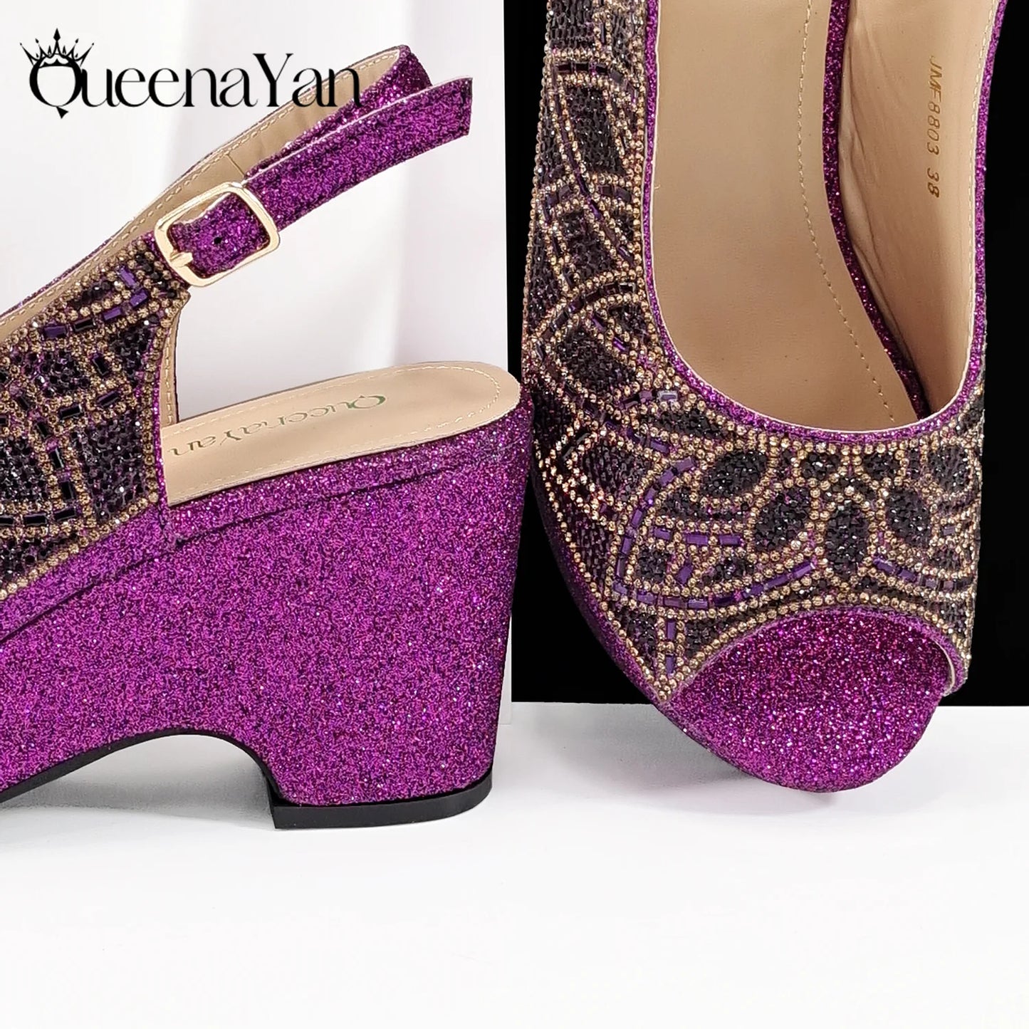 African Shoe and Bag Set for Wedding Women Shoes and Bag To Match Set with Rhinestone Italy Pumps Women Shoes Luxury