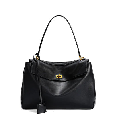 2026 large Genuine leather shoulder bag armpit top layer cowhide large capacity women's commuting high-end tote bag