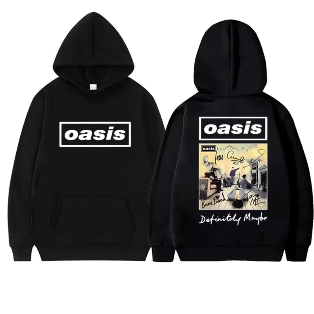 2025 Hot Sale British Rock Band Oasis Graphic Double Sided Printed Hoodie Men Women Fleece Autumn Winter Hip Hop Male Sweatshirt