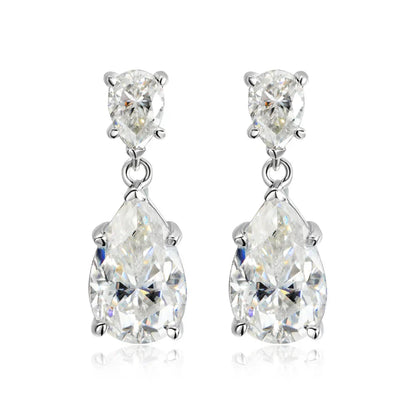 7 Carat Water-drop Pear Cut D Color Moissanite Diamond Engagement Drop Earrings For Women 925 Sterling Silver Fine Jewelry