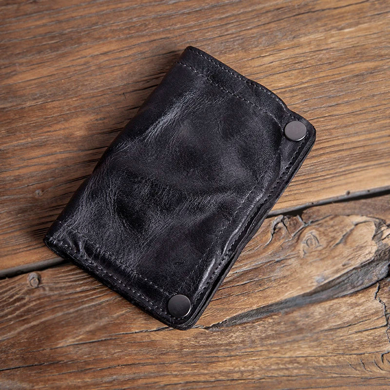 High Quality Men Genuine Leather Wallet Vintage Bifold Money Clip Credit Card Holder Luxury Design with Zipper Coin Pocket
