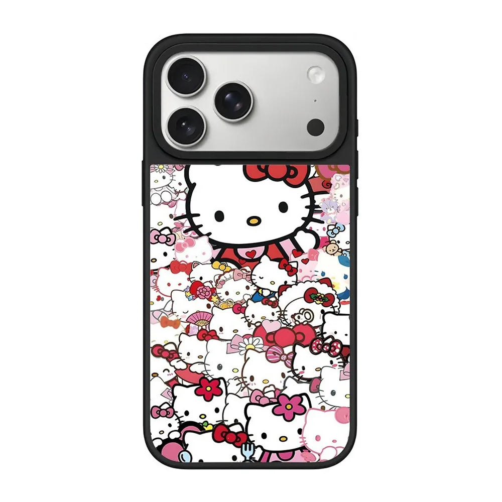 Cartoon Cute Leopard Print Kitty Pattern Mirror Case For IPhone 17 Pro Max 16 15 14 13 For MagSafe Charge Protector Cover
