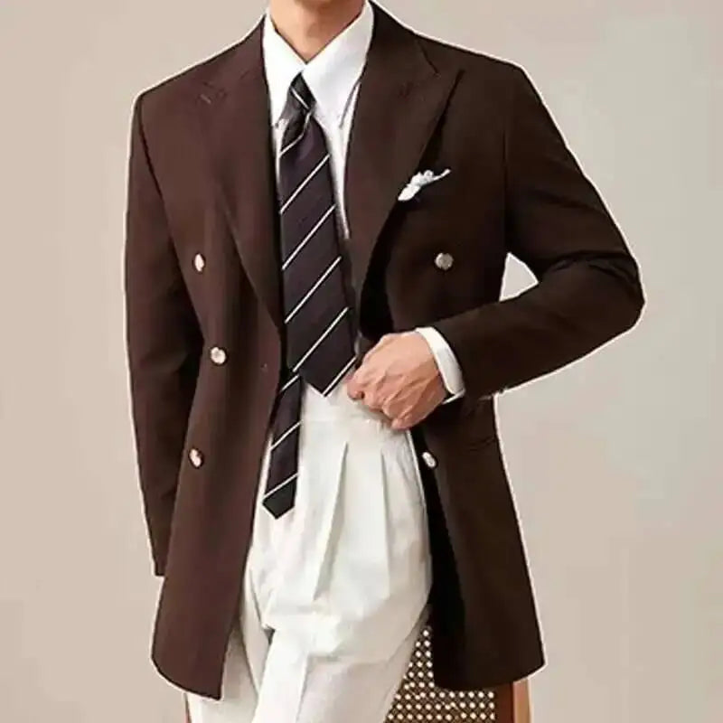 Spring Jacket Men Blazer Masculino Slim Fit Blazer Hombre Lapel Collar Casual Business Italian Style Double Breasted Blazer Men