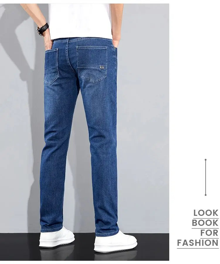 Autumn Winter New Men's Micro Elastic Straight Leg Denim Pants with Shape Skin Friendly Business Men's Pants in Multiple Sizes
