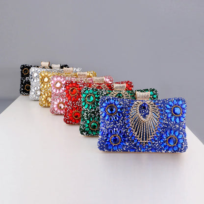 Flower One Side Glitter Tassel Women Evening Bags Diamonds Small Day Clutch Luxury New Chain Shoulder Handbags For Party