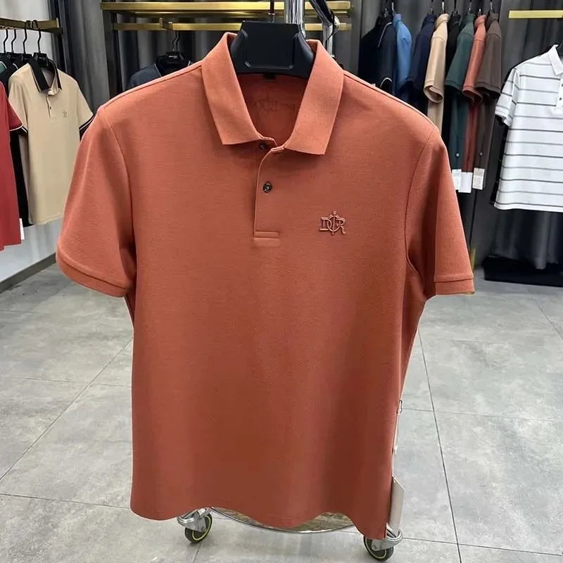 Designer brand 100%cotton short sleeve polo shirt summer trend letter embossed lapel top casual golf T-shirt business men's wear