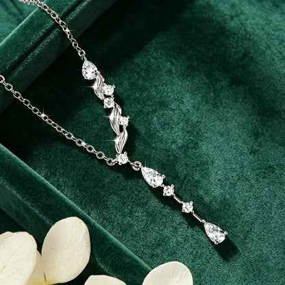 Marquise/Round/Rectangular Cut Moissanite Pendant Necklace For Women Three Stone Irregular Moissanite Diamond Necklace