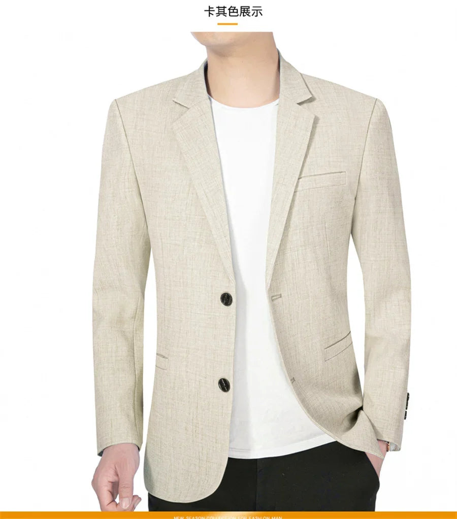 Sky Blue Men's Suit Jacket Thin Blazers Spring Autumn Solid Business Formal Wear Men Clothing Wedding Coat Oversize 4XL