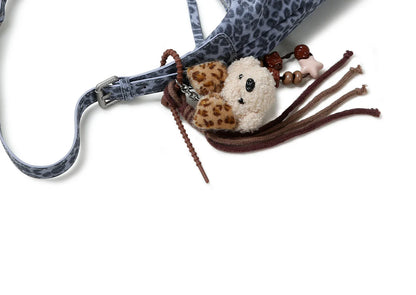 y2k leopard Print Shoulder Bag, Cute Puppy Pendant, Large Capacity Hobo Bag for Women's Casual Commute 3-Way Carry