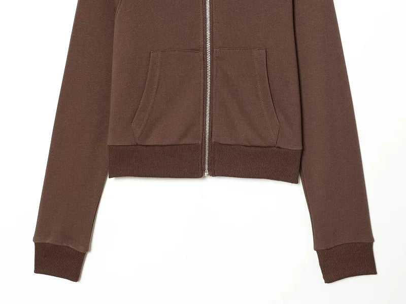 Women's Suits Flare Pants Sets 2 Piece Set Fleece Elastic Waist Trouser Suit Cropped Sweatshirts Jacket Two-Piece Set