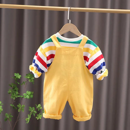 New Spring Autumn Baby Boys Clothes Suit Children Girls Fashion T-Shirt Overalls 2Pcs/Set Toddler Casual Costume Kids Tracksuits