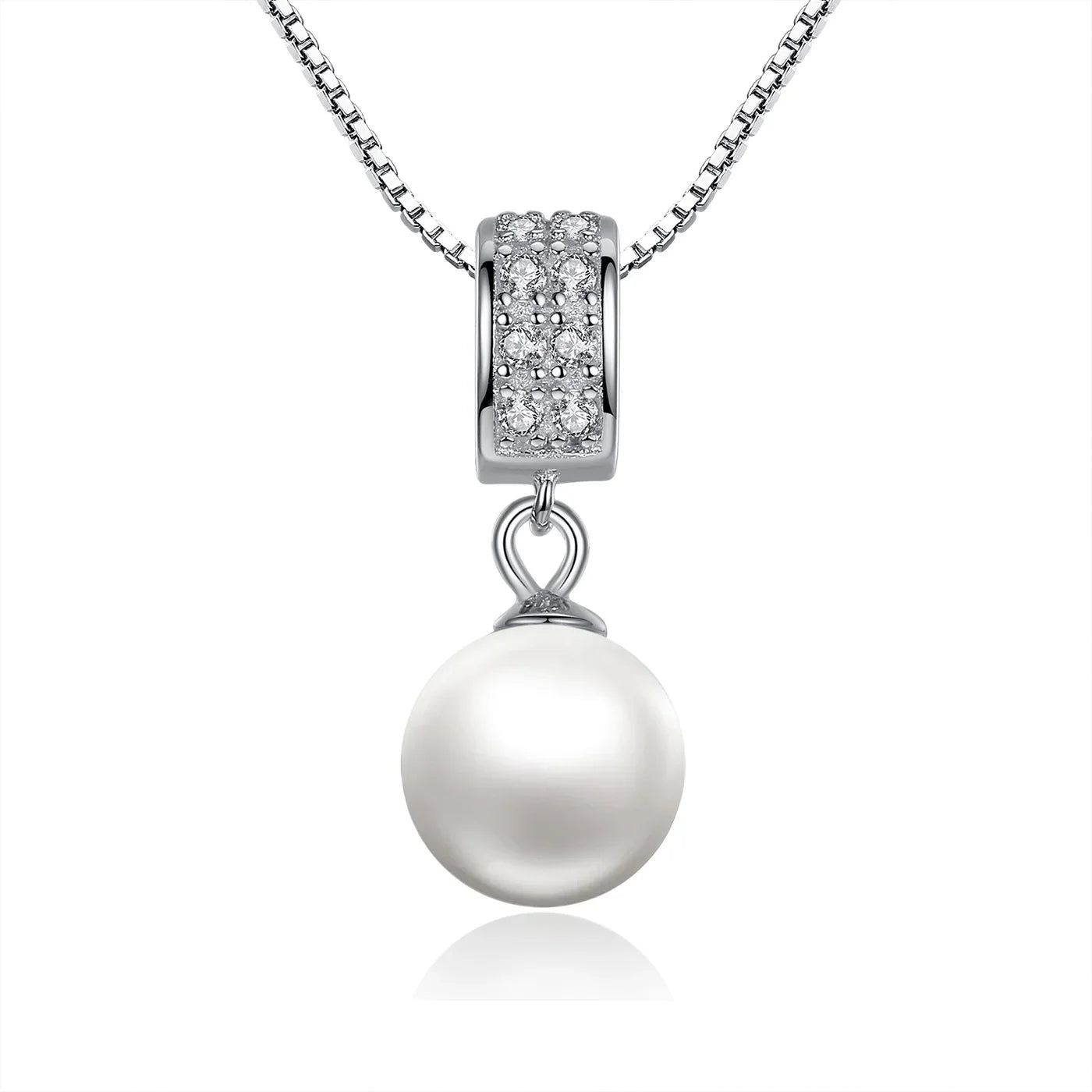 925 Sterling Silver Simulated Pearl Pendant Necklace Long Chain Necklace  Jewelry Wedding Necklace Accessories SCN030