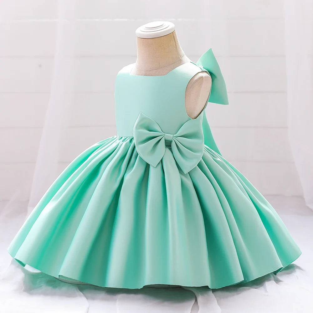 Big Bow Baby Girls Party Dress Toddler 1st Birthday Baptism Princess Kids Dresses for Girl White Wedding Prom Christmas Costumes