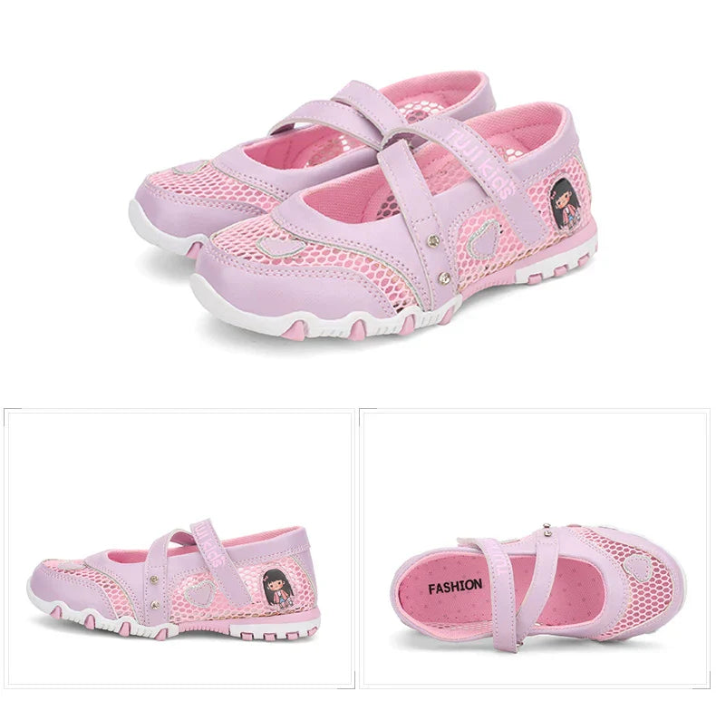 Girls Sandals Gladiator Cartoon Soft Children Non-slip Beach Shoes Kids Summer Floral Sandals Princess Shoes Fashion Cute