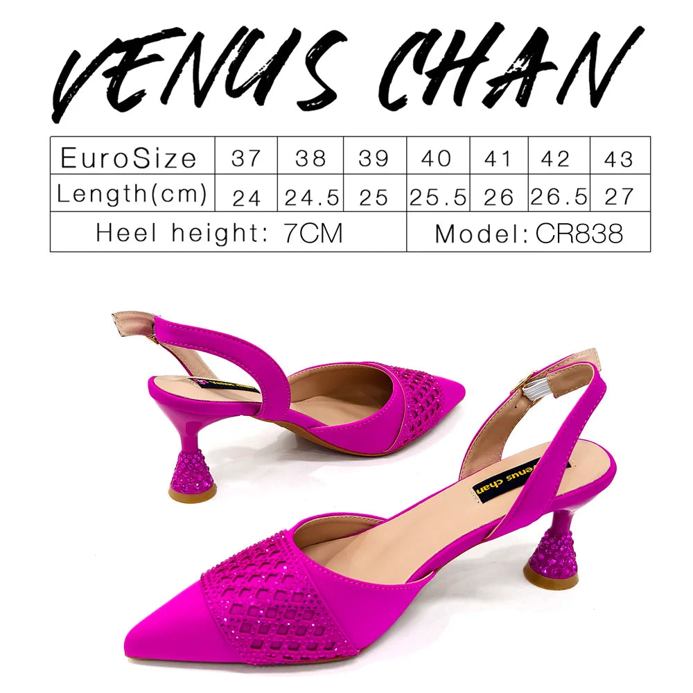 2025 New Summer Collection Stylish Italian Women’s Shoes and Bag Set in Gold Colour - Comfortable Mid Heels With Rhinestones
