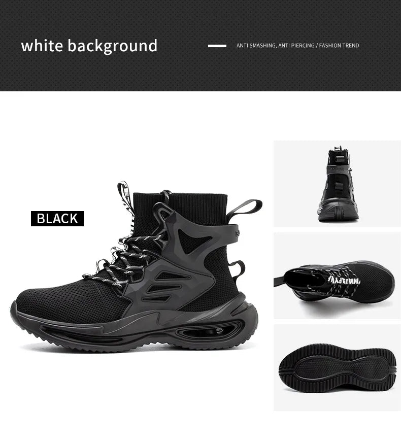 European Plus Size 50 Newest Design Men Wrok Safety Boots Anti-smash Steel Toe Cap Indestructible Construction Industry Shoes