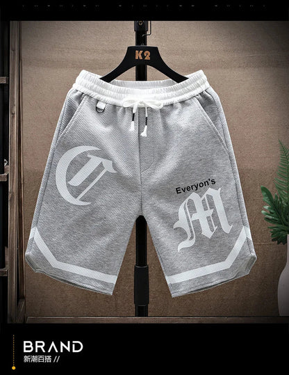 2025 Summer Men's Running Shorts Casual Jogging Sport Short Pants patchwork Print Drawstring Loose Dry Gym Sports Shorts