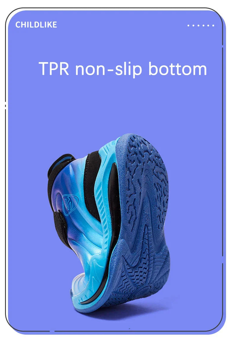 Trend Cool Kids Shoes Leather Lightweight Breathable Boy Girl Sneakers Basketball Shoes Non-slip Children Outdoor Running Shoes
