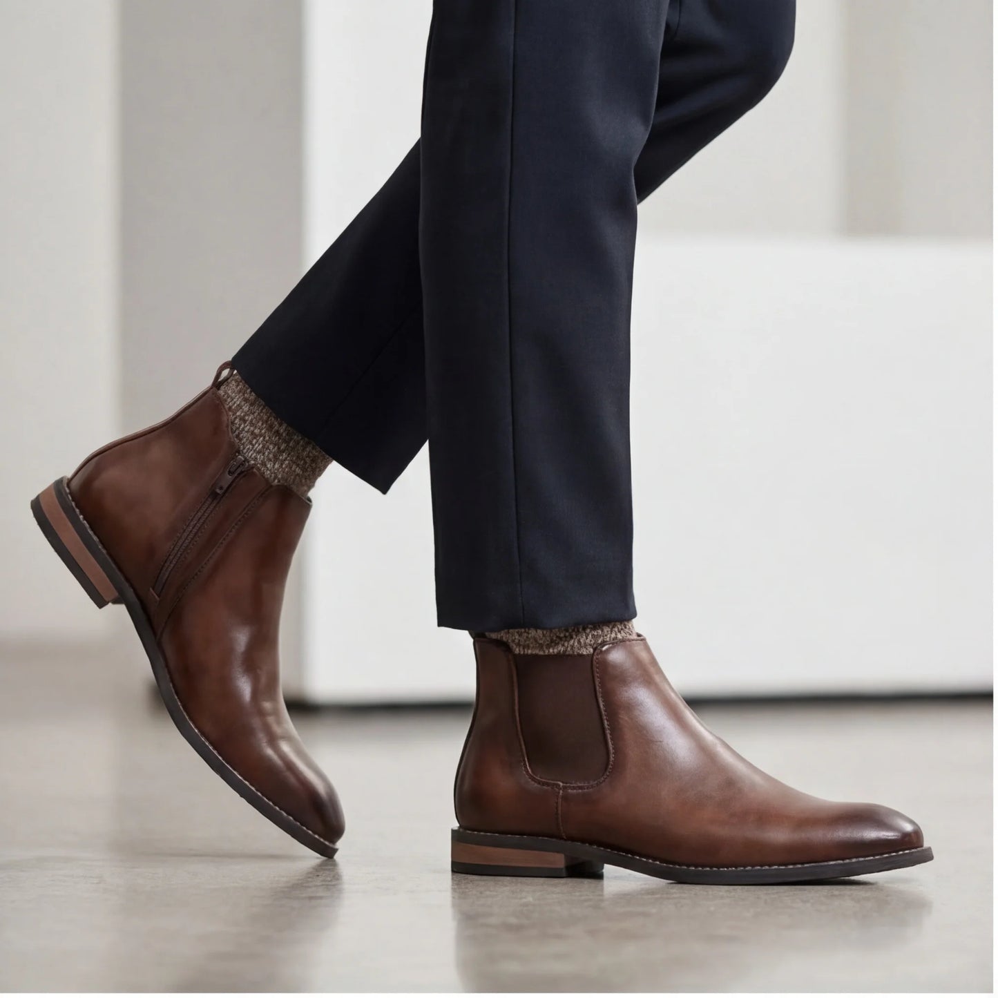 Chelsea Men Boots Fashion Brand Comfortable Leather Ankle Boots