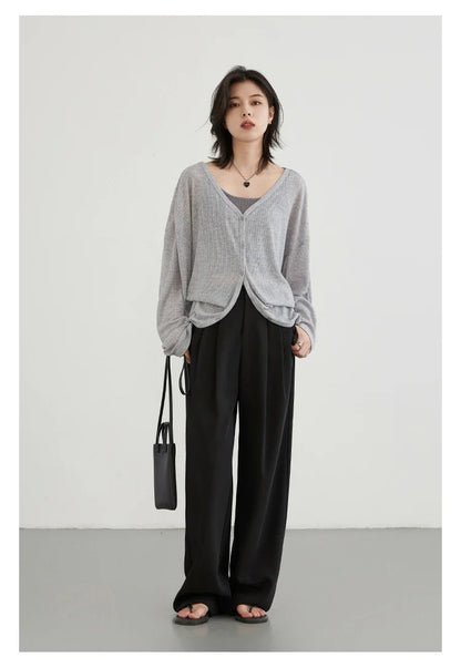 Women's Cardigan New V-neck Long Sleeved Female Shirt Female Jumpers Sun Protection Woman Top Spring Summer 2026