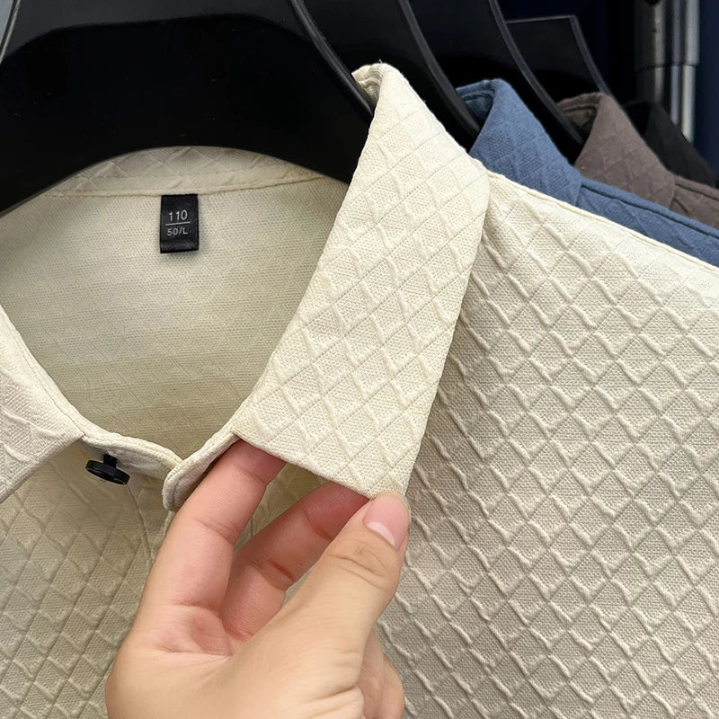 luxury brand men's new high quality long sleeves Polo shirt lapel embroidery jacquard T-shirt business fashion leisure Mens wear