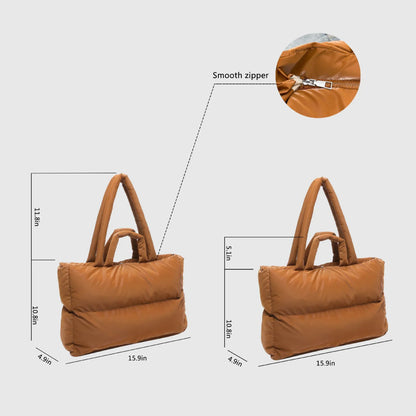 Fashion Large Capacity Puffer Shoulder Bags Padded Women Handbags Casual Nylon Quilted Big Tote Bag Warm Winter Shopper Purses