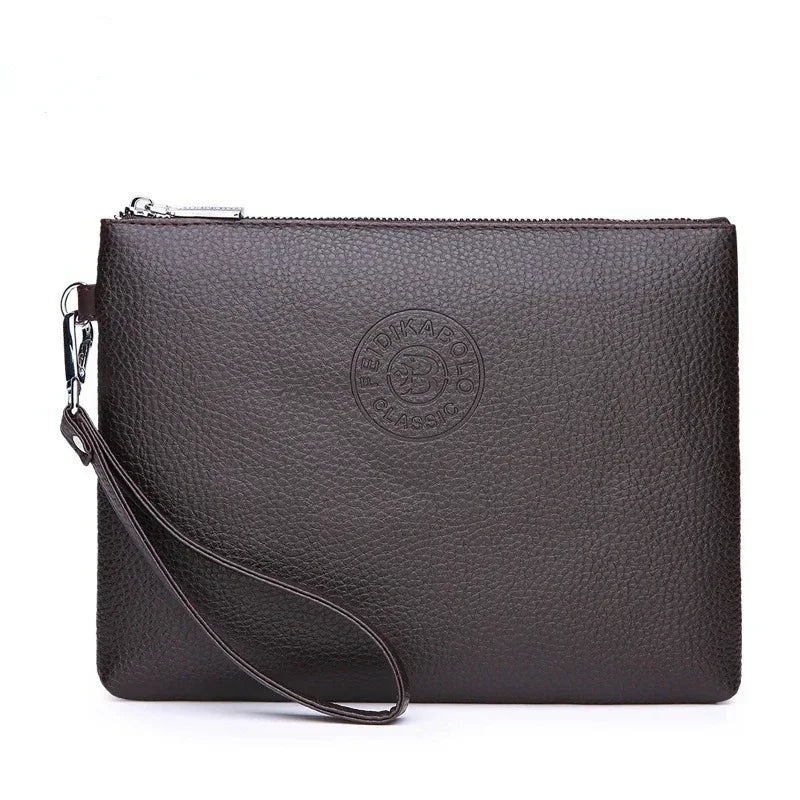 Nouvelle Pochette pour Homme Style Business Grand Portefeuille en Cuir PU Souple Homme avec Dragonne Sac Élégant Décontracté et Tendance Sac à Main Pochette Homme