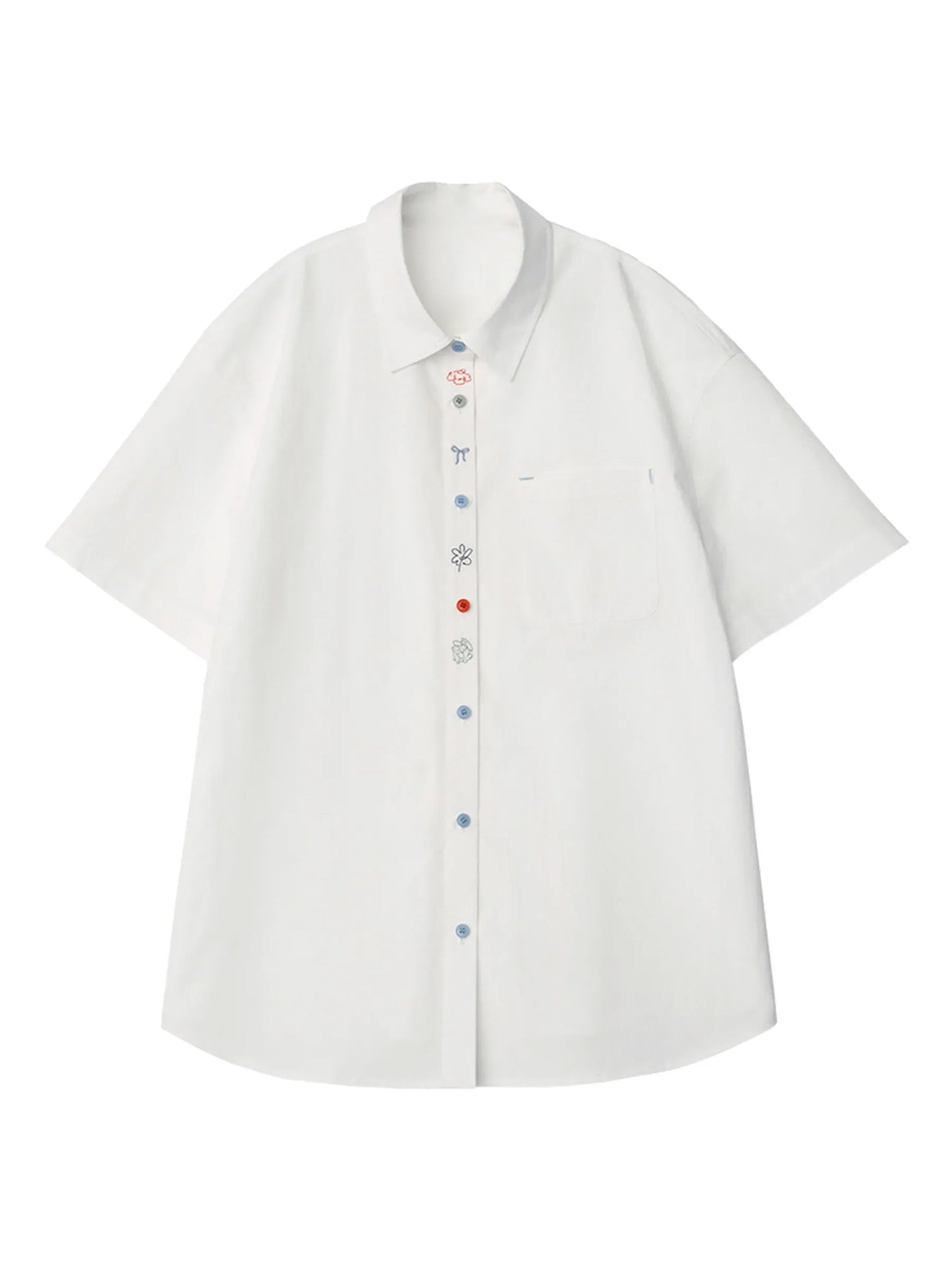 Fashion Women Shirt Short Sleeve Loose Casual Design Button Embroidered Placket Female Blouses Cotton Coat Summer 2026