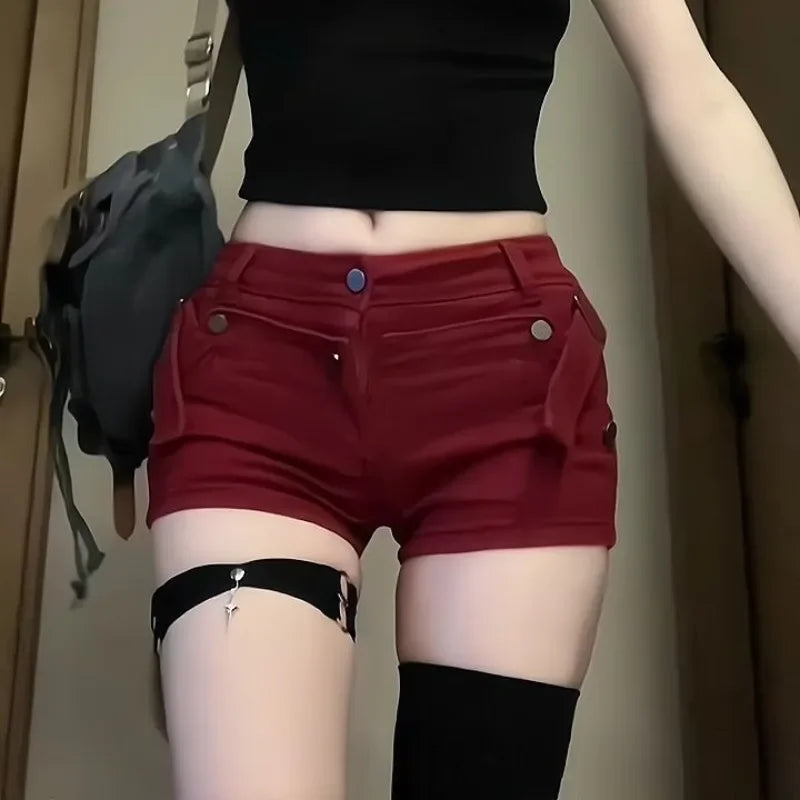 Red Jorts Female Short Jeans Pants Coquette Women's Denim Shorts Sexy Elegant Stretchy Streetwear New In XL Offer Original Hot