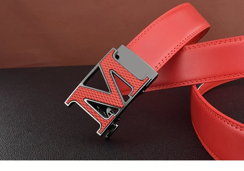 M letter Men Designer Belts High Quality White Luxury Brand Belt Automatic Buckl Cowskin Casual Waist Strap Ceinture Homme