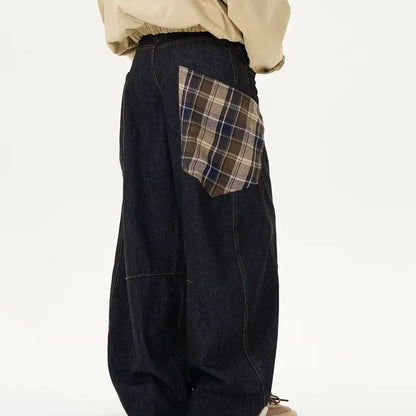 Autumn Vintage Design Large Pockets Curved Knife Workwear Jeans For Men'S High Street Jeans Y2k Wide Leg Pant