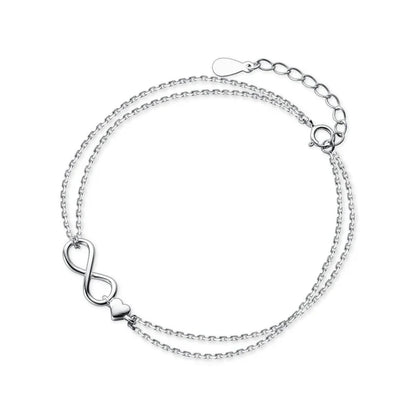 Sterling Silver 925 Clasp Lobster Chain Bracelet For Women  Infinite Love Simple Silver Fine Jewelry Female Gift Pulsera