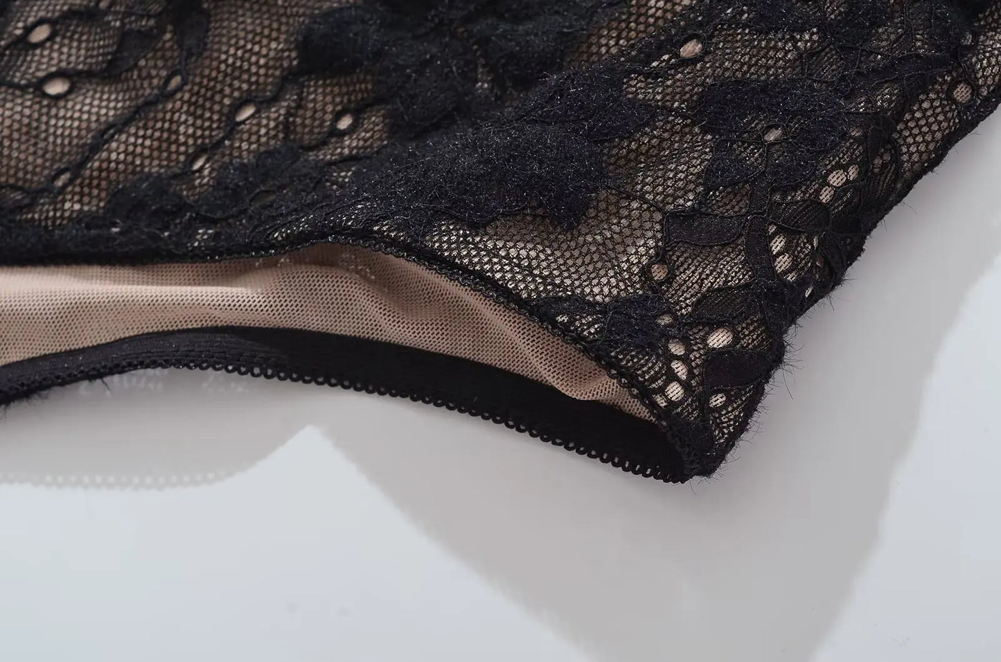 Sexy See Through Lace With Lining Backless Spaghetti Strap Bodysuit Woman Sling Tight Short Jumpsuit Slim Fit Rompers Playsuits