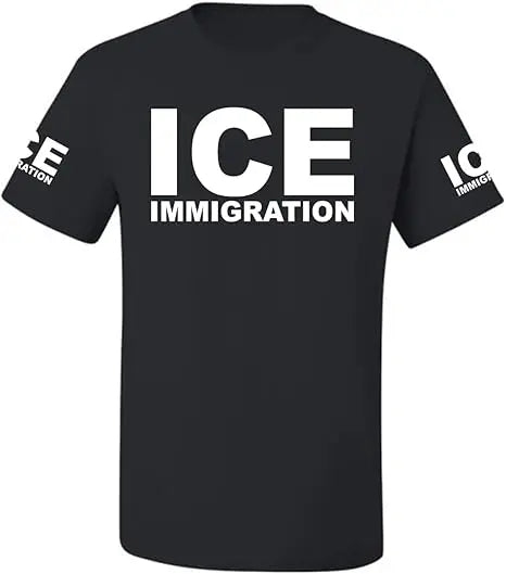 ICE Immigration Police, Fedral Agent Customs Enforcement Political Men's Novelty T-Shirt Humor Funny Letters Printed Saying Tee