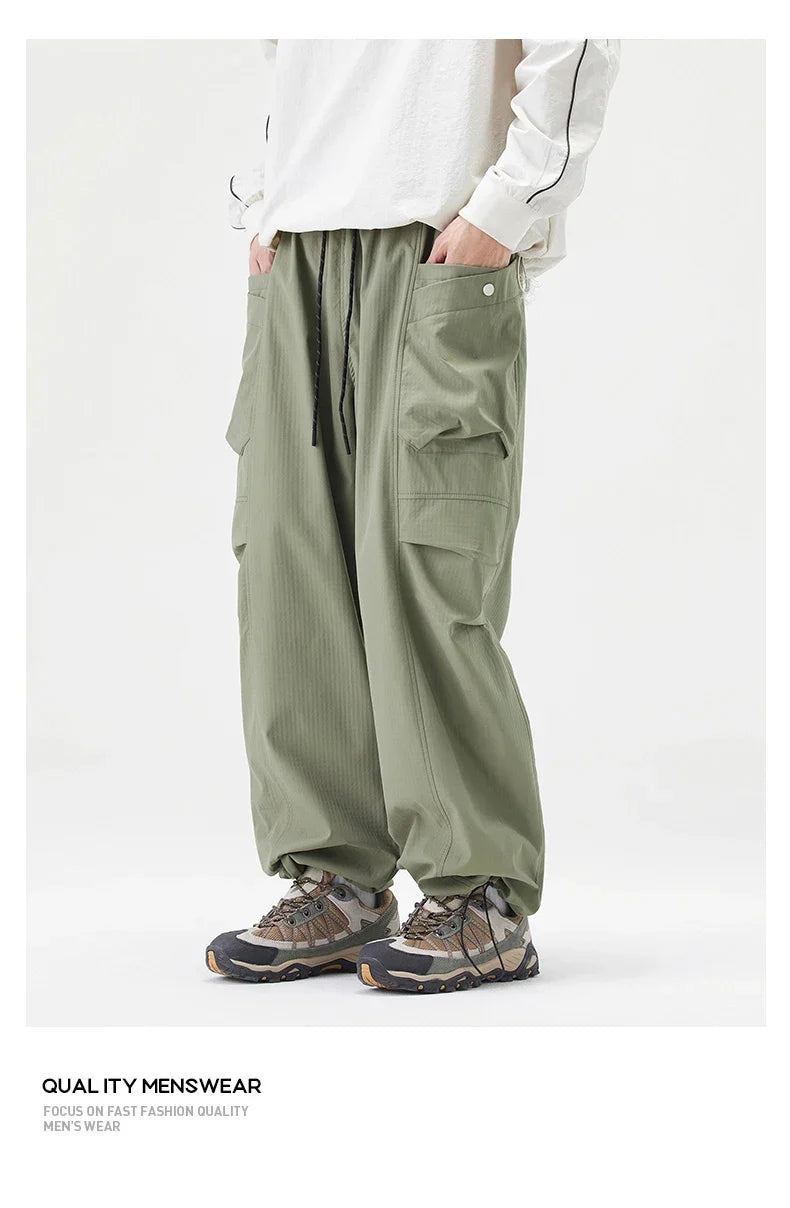 Male Hiking Pants Outdoor Waterproof Windproof Camping Cycling Trousers Autumn Spring Elastic Waist Climbing Travel Casual Pants