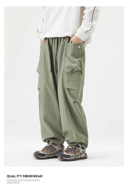 Male Hiking Pants Outdoor Waterproof Windproof Camping Cycling Trousers Autumn Spring Elastic Waist Climbing Travel Casual Pants