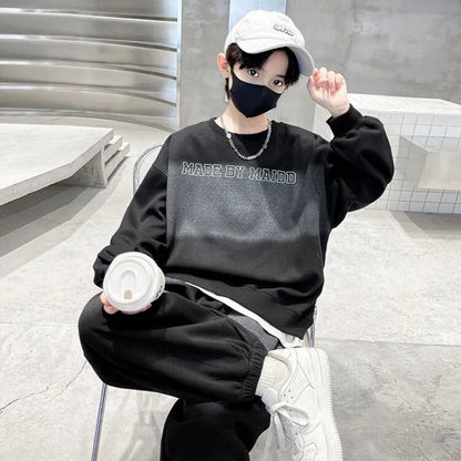 Sweatshirt Set Print Autumn Winter Wear Children's Costume 8 To 10 Year Old Boy Clothes Child Clothing Suit Boys Top Bottom Sets