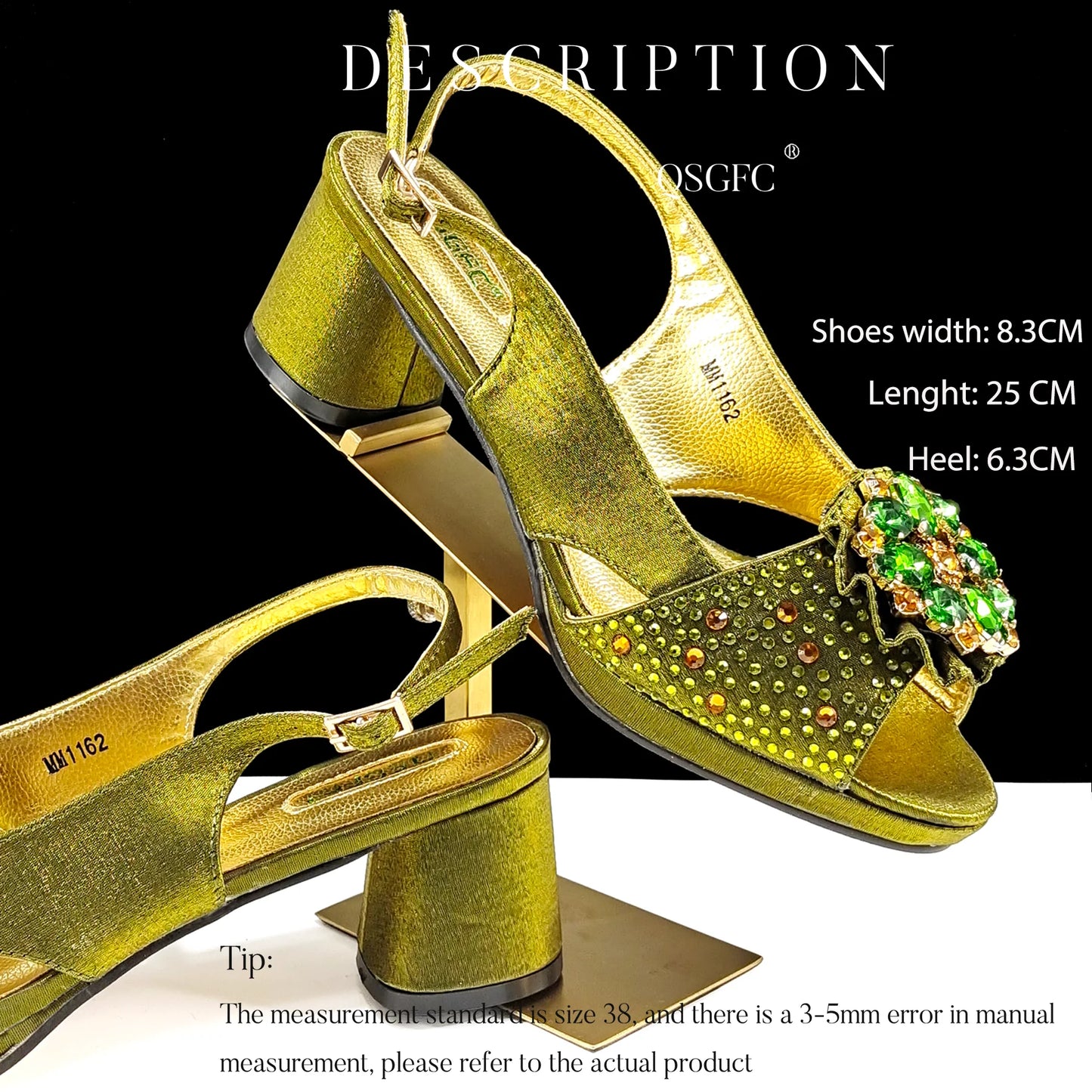 Open Toe Women Heels for 2024 Elegant Party Olive Color Diamond Pumps Italian Shoes and Bags Matching Set