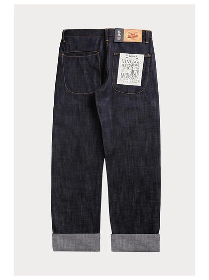 Denim Jeans Loose Straight Fit Heavyweight Raw Denim Pants