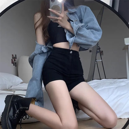 2024 New Running Shorts High Waist Denim Shorts Women Summer Korean Fashion Loose Jeans Sexy Wide-leg Pants Stylish Denim Short