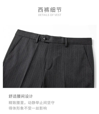 2025 Korean High Quality Double-Breasted British Style Slim Business Suit Two-Piece Set (Suit + Trousers)