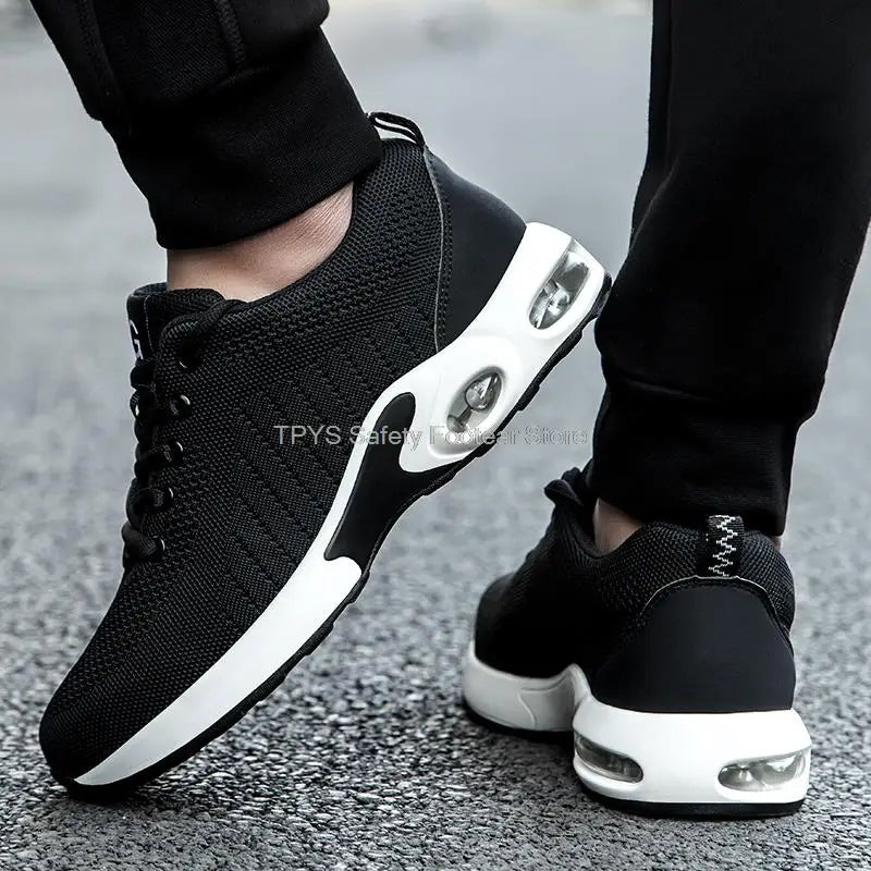 Air Cushion Work Safety Shoes For Men Women Breathable Work Sneakers Steel Toe Work Shoes Anti-puncture Safety Protective Shoes