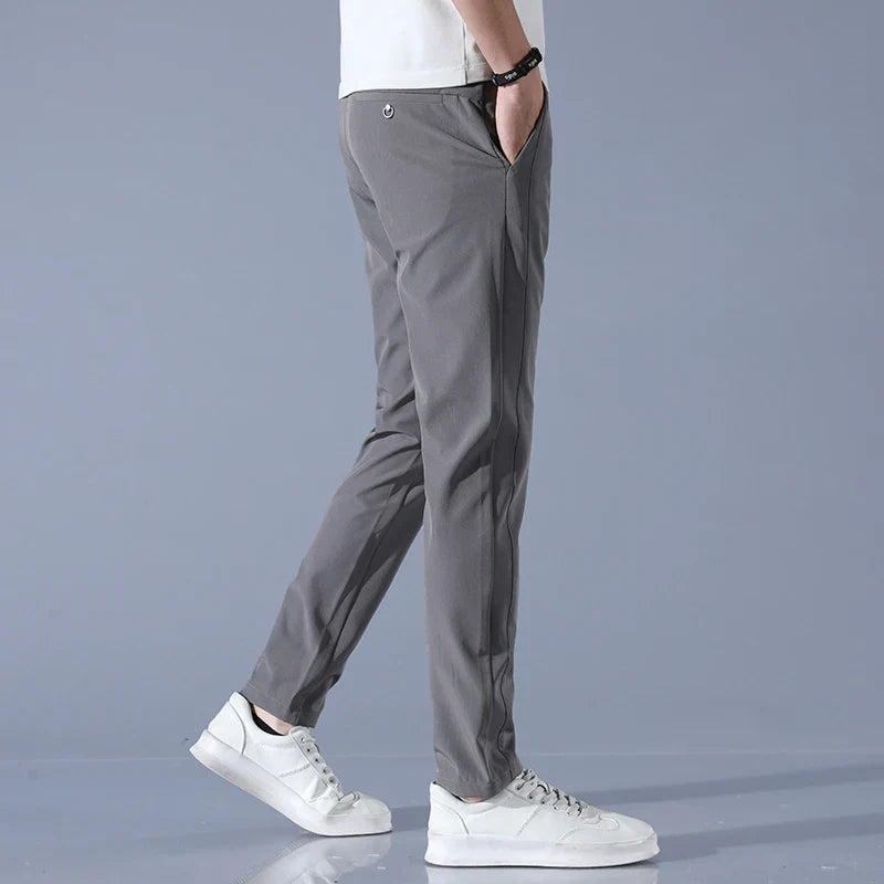 2026 Spring Summer Men's Ice Silk Golf Casual Slim Straight Thin Trousers Male Fashion Stretch Breathable Jogging 28-38