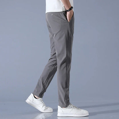 2026 Spring Summer Men's Ice Silk Golf Casual Slim Straight Thin Trousers Male Fashion Stretch Breathable Jogging 28-38