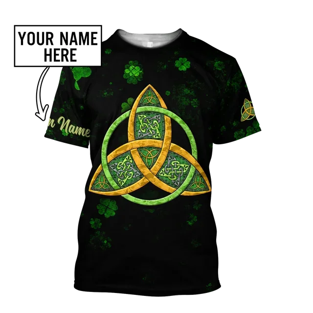 2023 Summer New Printed Irish Celtic Men's and Women's T-shirt, Custom Name Short Sleeve Unisex Shirt, Harajuku Large Casual Sty