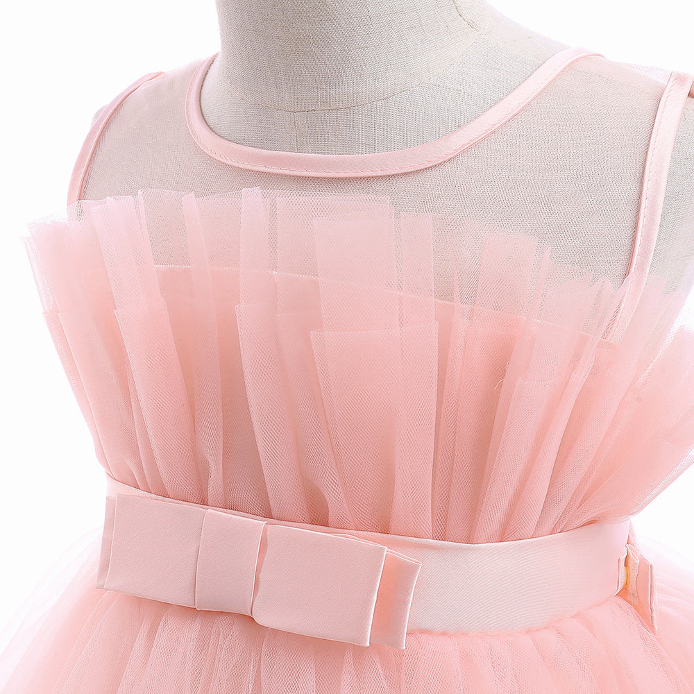 Kid's Party Formal Evening Dresses Elegant Party Dresses For Girls Dresses With Trailing Detachable Princess Dress