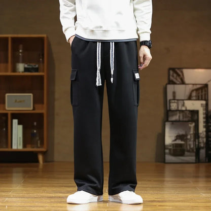 2026 New in Wide Leg Pants Men Autumn Straight Elastic Waist Baggy Cargo Trouser Male Relaxed Streetwear Sweatpant Plus Size Big