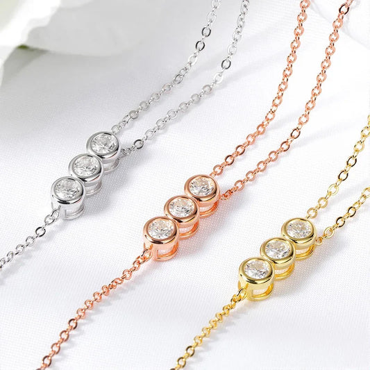 Bubbles 100% Real Moissanite Necklace for Women Girls Sparkling Classic Pendant 925 Sterling Silver Lad Diamond Chain
